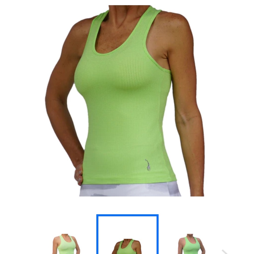 New with tags Lacoa sleeveless racer back in line green